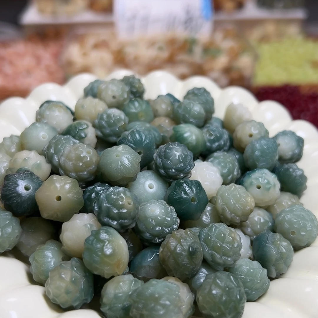 菩提根/象牙果吊坠卡15绿色莲花15颗