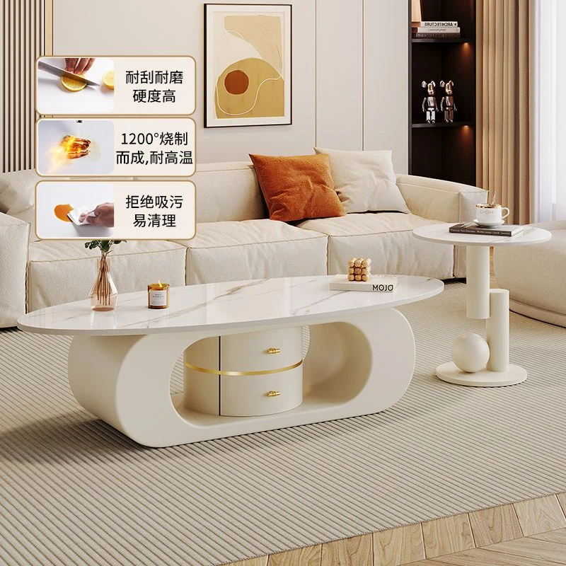 2025新款轻奢茶几客厅电视柜家用新款岩板简易茶几小户型网红现代