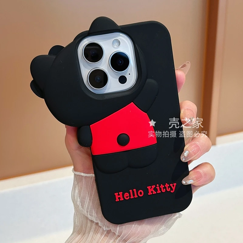 可爱ky猫适用苹果16promax手机壳15/14全包13立体1211卡通7/8plus