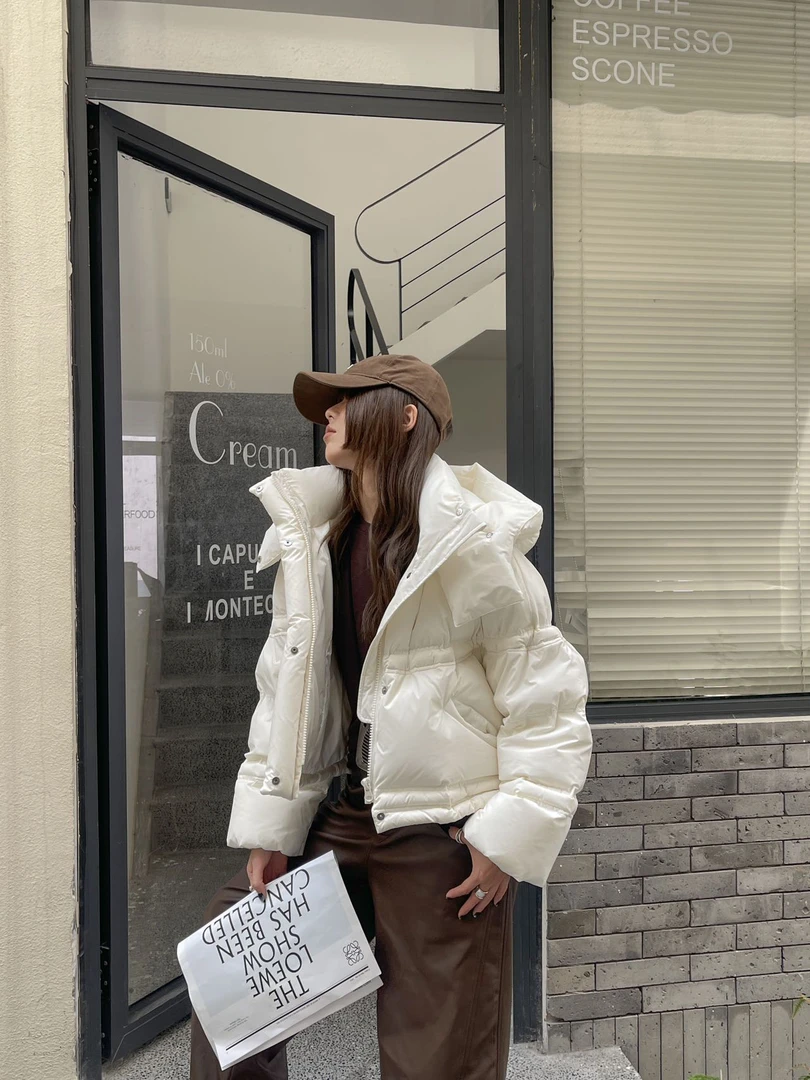 3206冬季短款连帽羽绒服装90白鸭绒减龄小个子外套