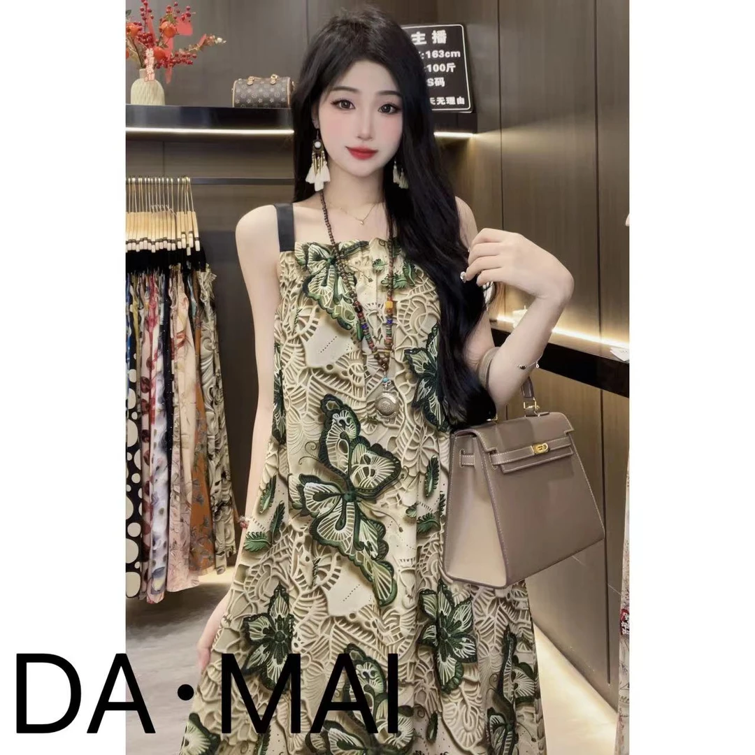 DA.MAI-8629#2025女款轻奢宽松长裙春夏缎料无袖气质时尚连衣裙