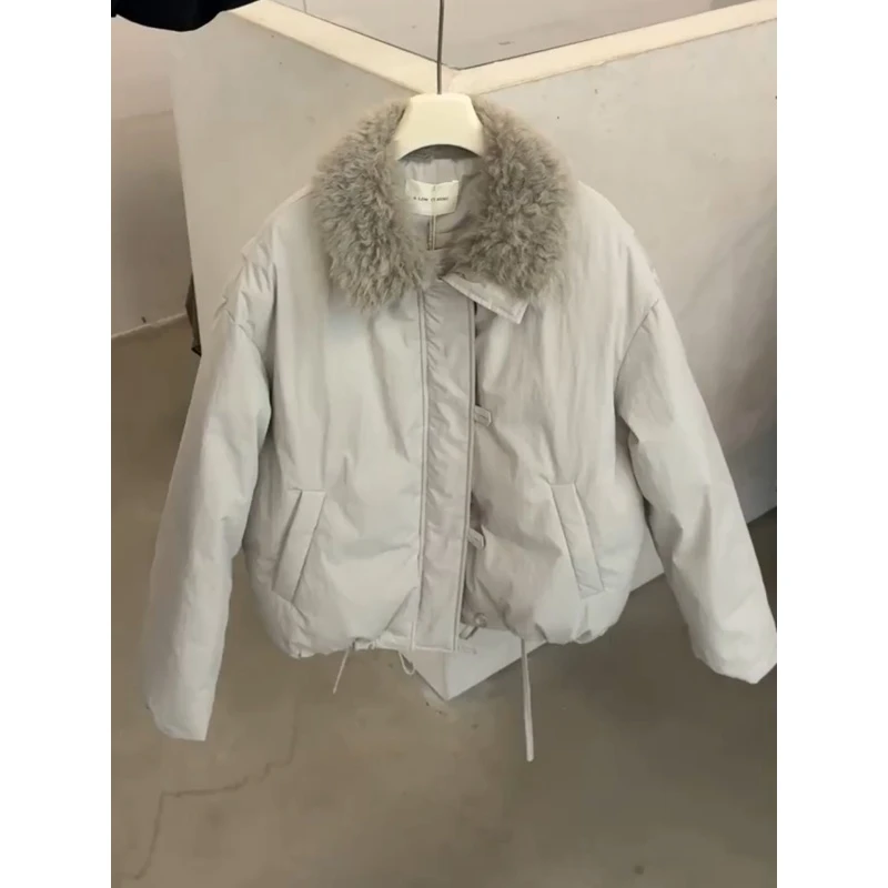 毛领设计感棉服女冬季2025新款小个子短款韩系高级感加厚保暖外套