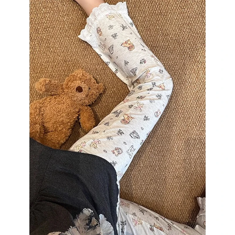 可爱小狗印花短袖睡衣女夏季可外穿新款宽松卡通遛弯裤家居服套装