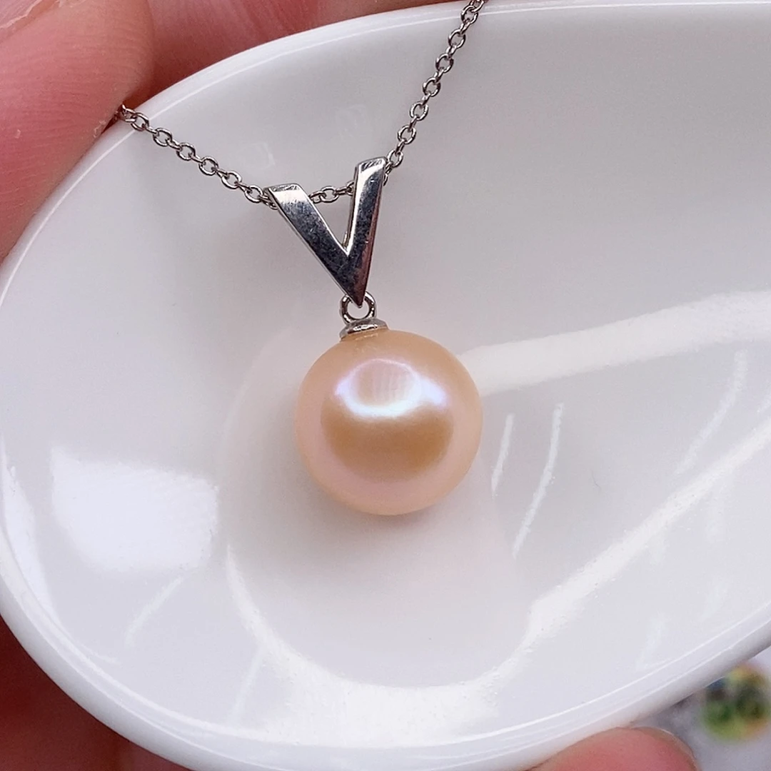 淡水珍珠银S925镶嵌吊坠(赠链)11/12mm