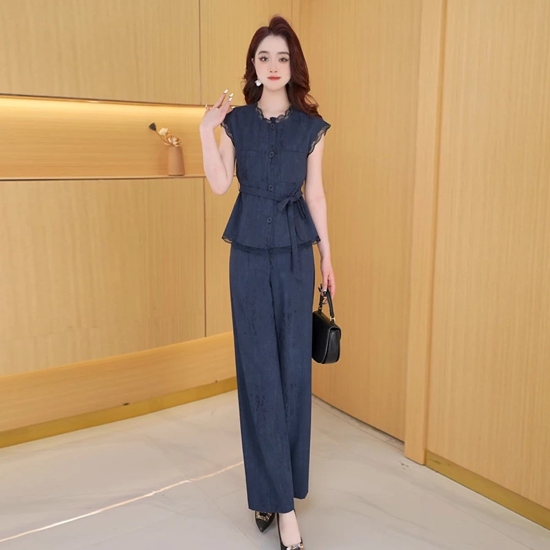 【两件套】夏季时尚女神修身洋气宽松气质休闲百搭显瘦减龄女装套裤