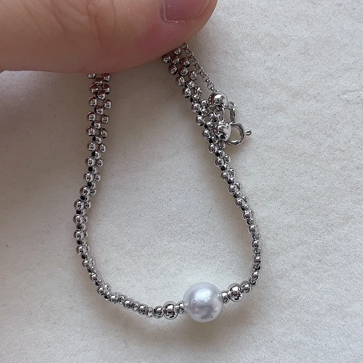 银S925镶嵌手绳海水珍珠