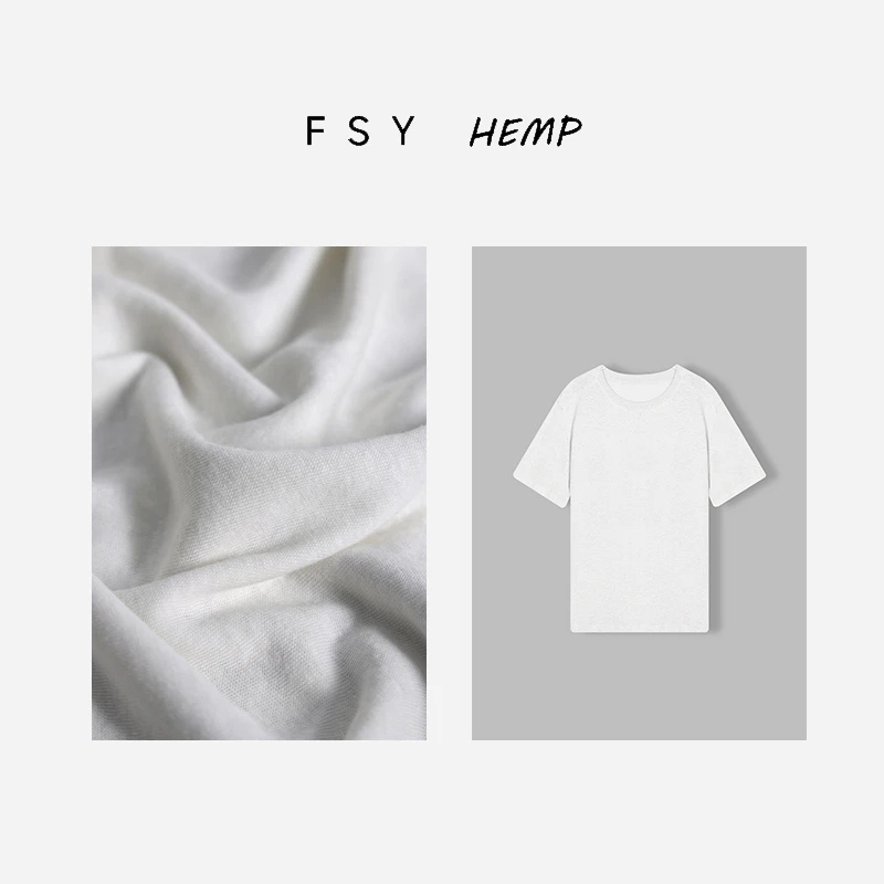 【直角肩液氨汉麻T】短袖汉麻T舒适更透气凉快百搭圆领T恤FSY50437