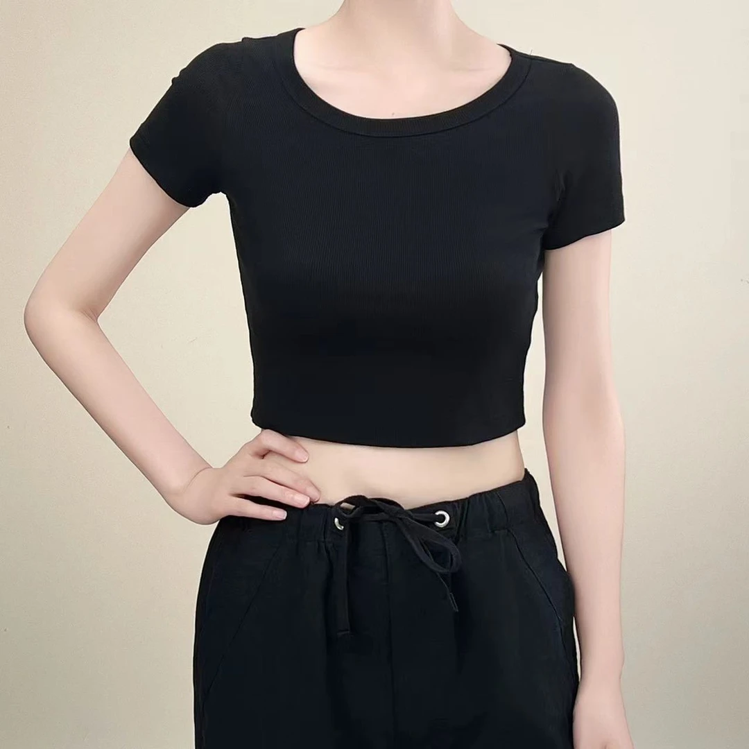 【福礼款ST23005】小个子上衣T恤女修身显瘦露脐短款T恤短袖