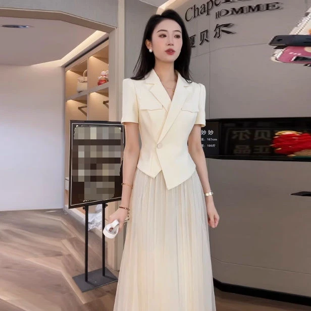 5573夏季2025新款套装时尚气质高级上衣网纱半身裙两件套女
