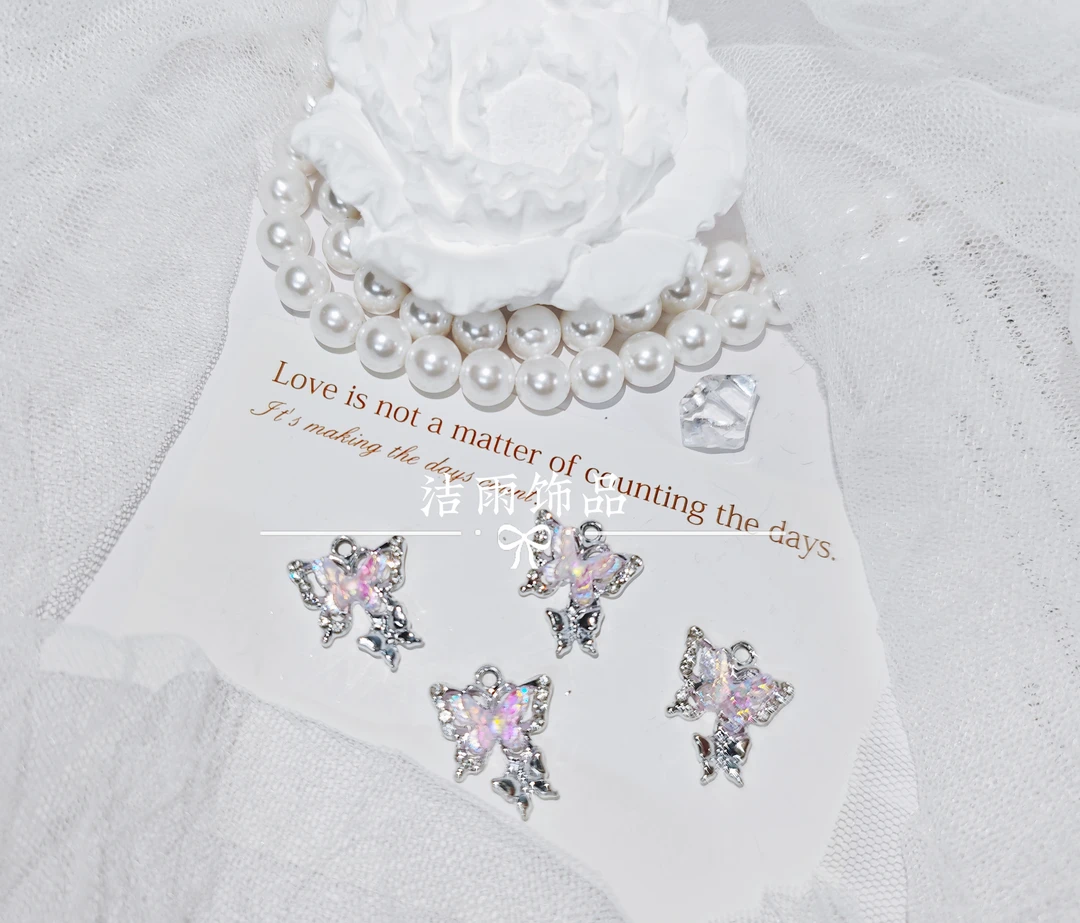 (洁雨饰品 DIY)  P493 极光紫双蝴蝶挂坠diy