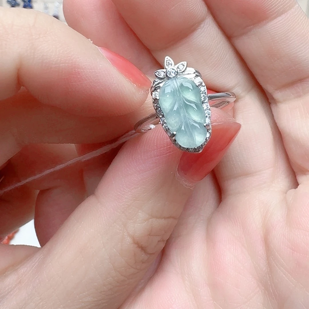 翡翠戒指银S925镶嵌戒指721