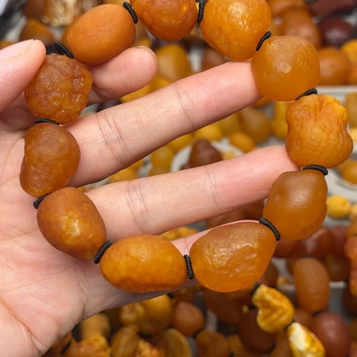 年***终琥珀未镶嵌裸石天然蜜蜡手串