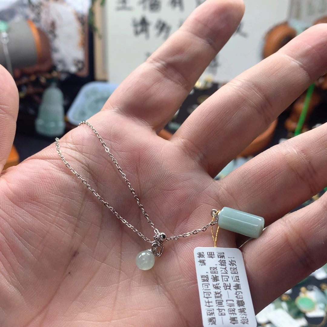颈饰银S925镶嵌翡翠