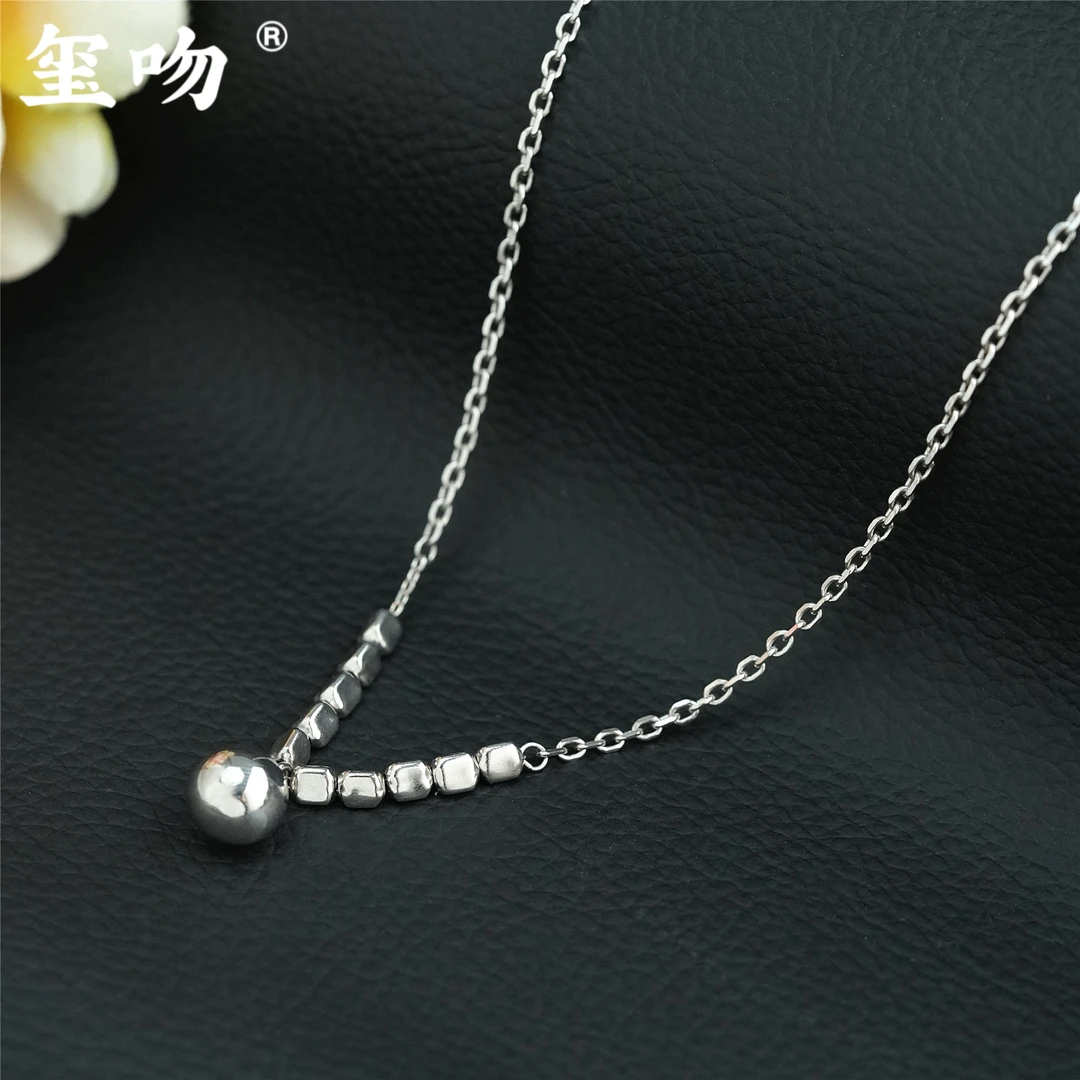 链子925银 【玺吻】s925银 设计百搭有求必应项链-珠径约8mm（45cm）