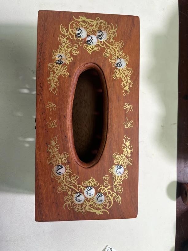 花梨木榫卯结构镶嵌工艺微瑕处理纸巾盒33