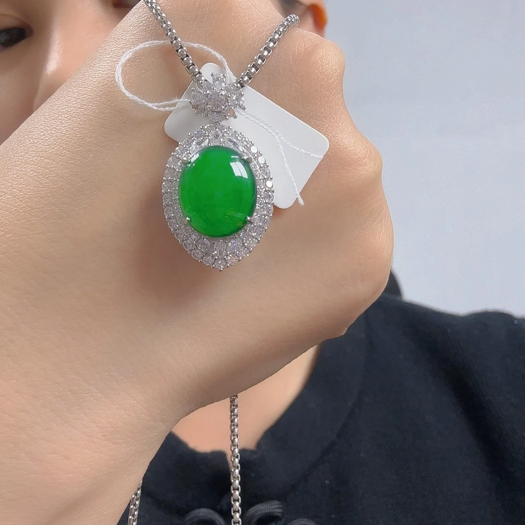 翡翠银S925镶嵌吊坠(不含链)