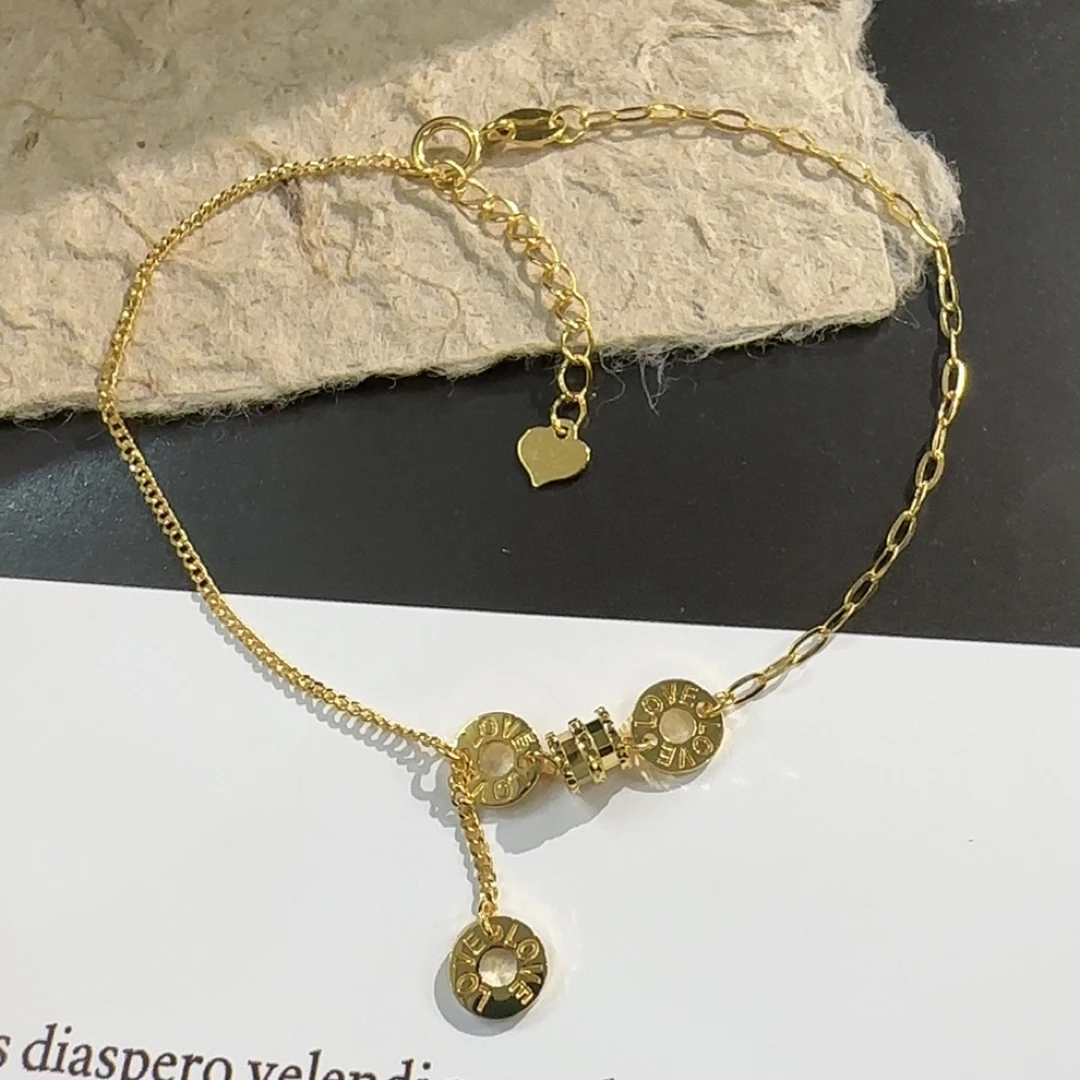 正品18K金3饼饼手链