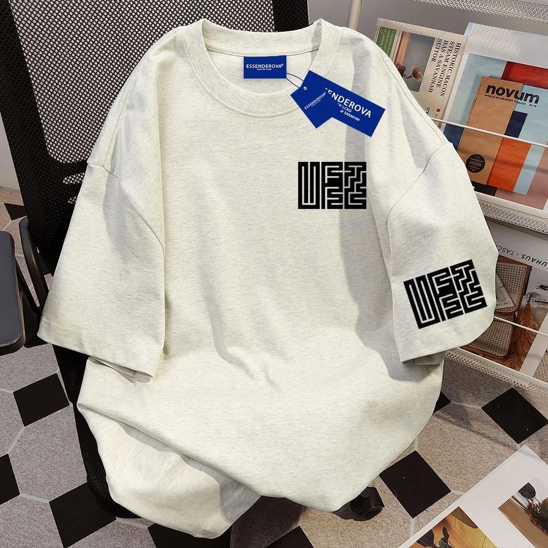 100%纯棉2025新款复古简约圆领女短袖潮牌t恤夏季宽松上衣情侣款