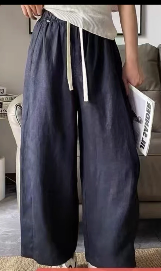 （红姐批发）夏季莱赛尔亚麻面料松紧腰气球裤