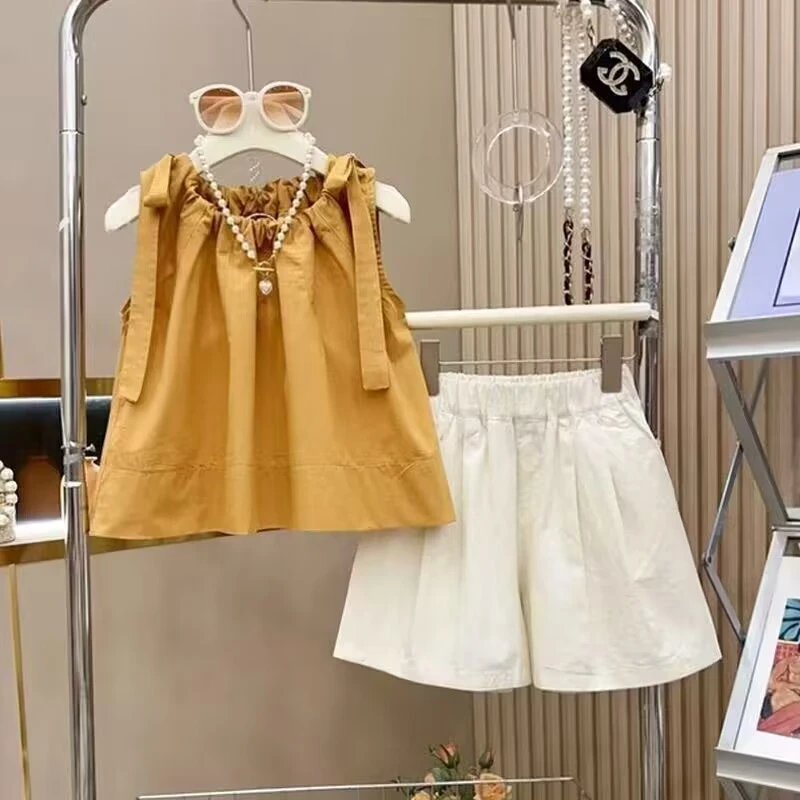 女童短裤套装夏季2025新款潮儿童时髦夏装女孩洋气吊带背心两件套