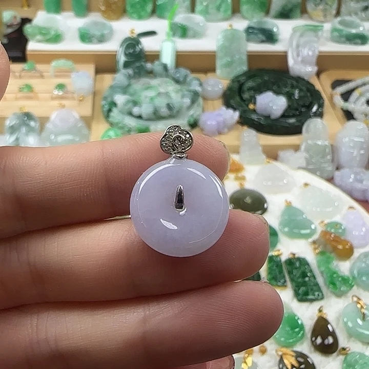 颈饰未镶嵌翡翠冰紫平安扣