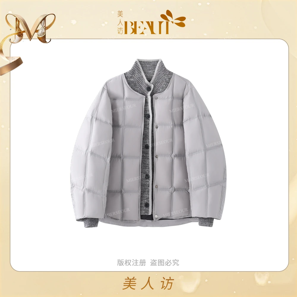 时尚针织拼接百搭保暖羽绒服外套12769