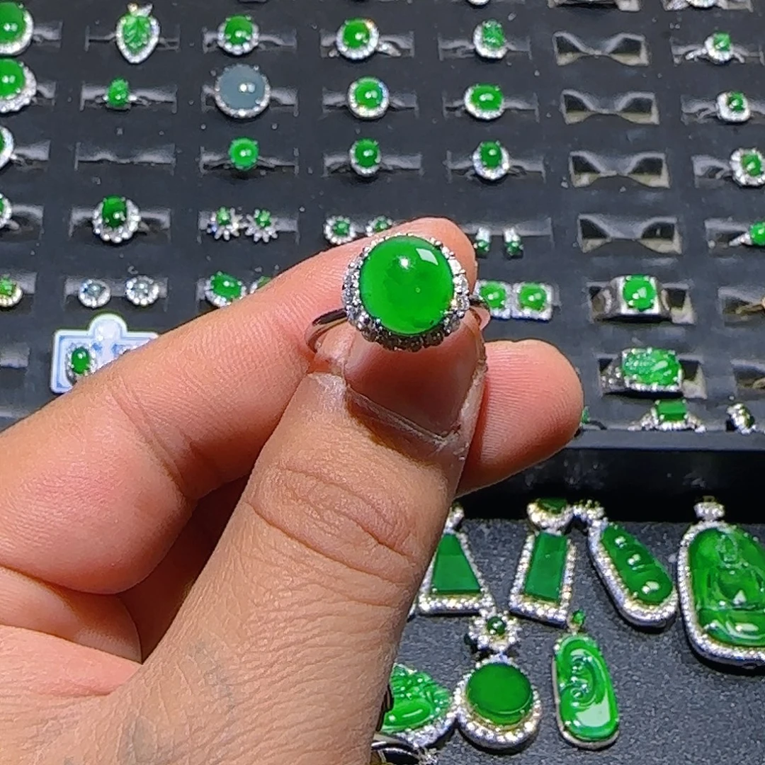 翡翠银S925镶嵌戒指