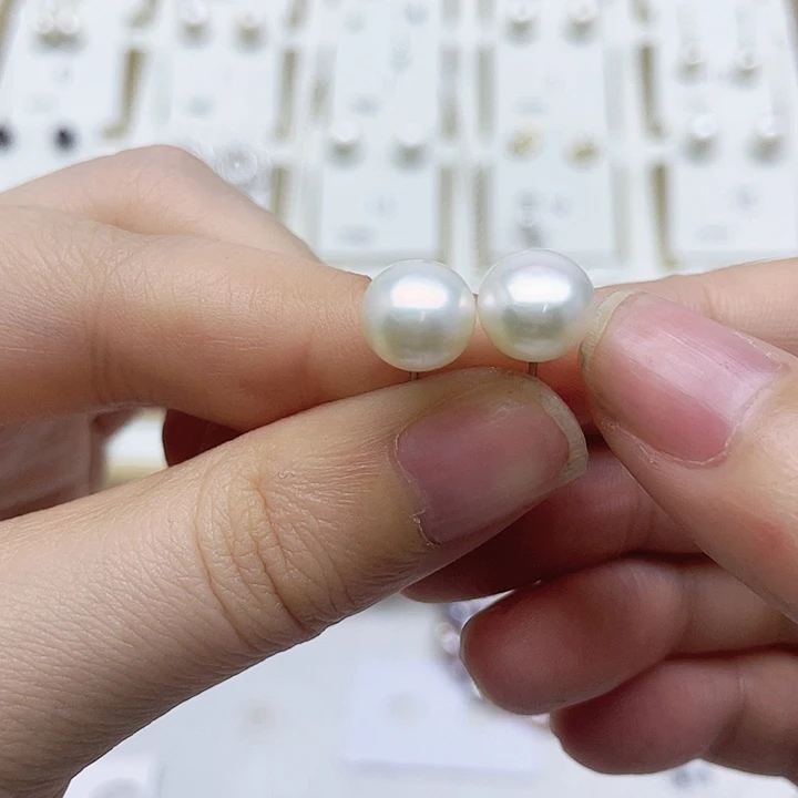 淡水珍珠耳饰银S925镶嵌L**夏