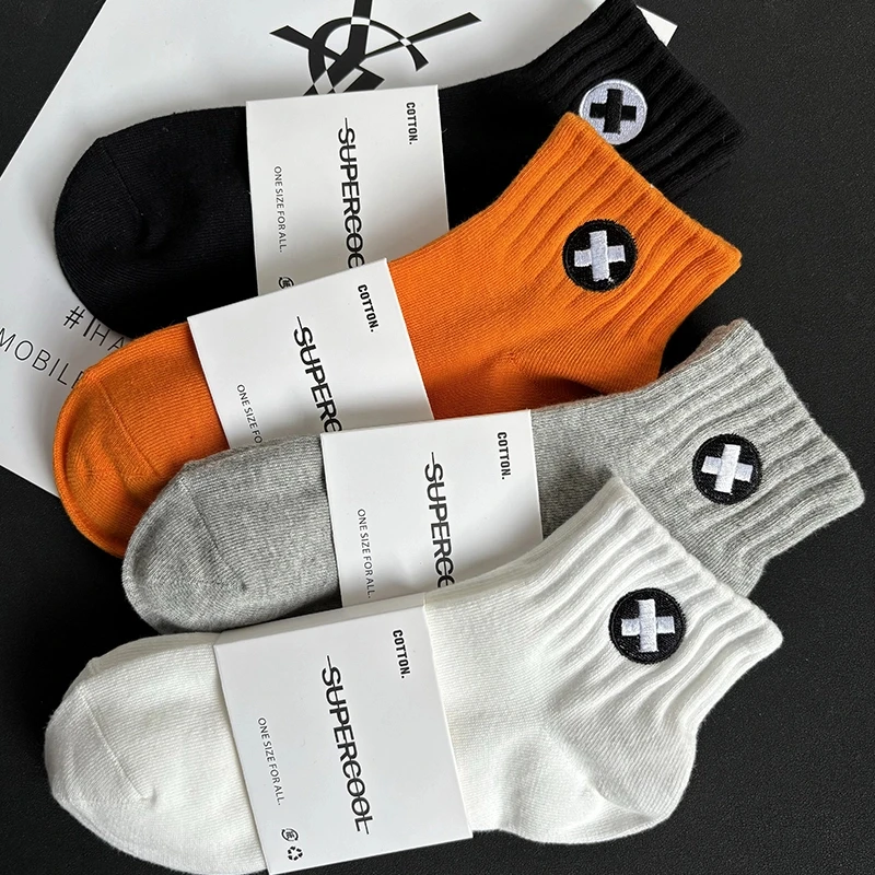 【5双装运动袜】福利诸暨男女抗菌中筒袜春夏款吸汗透气ins纯色短袜