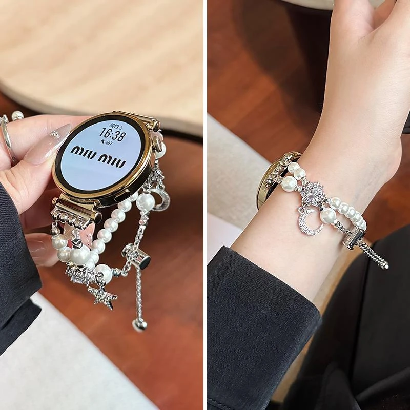 适用华为gt5表带gt4星月珍珠表链watch3pro新款FIT3手环10代小米9