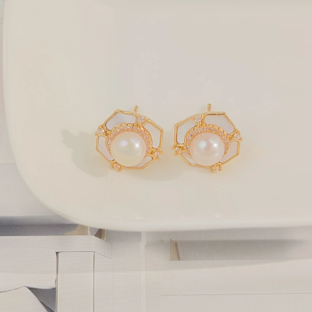 天然淡水珍珠耳饰   ED1010