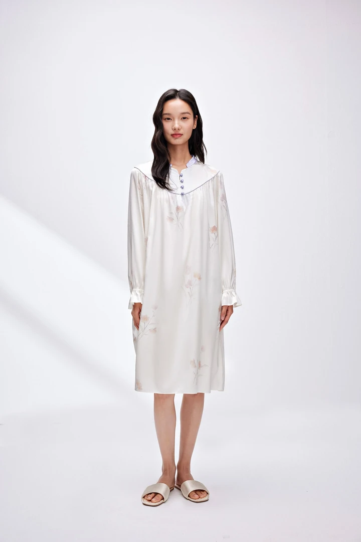 VSTOR午逅花园重磅真丝连衣裙桑蚕丝睡裙睡衣女春夏居家服可外穿