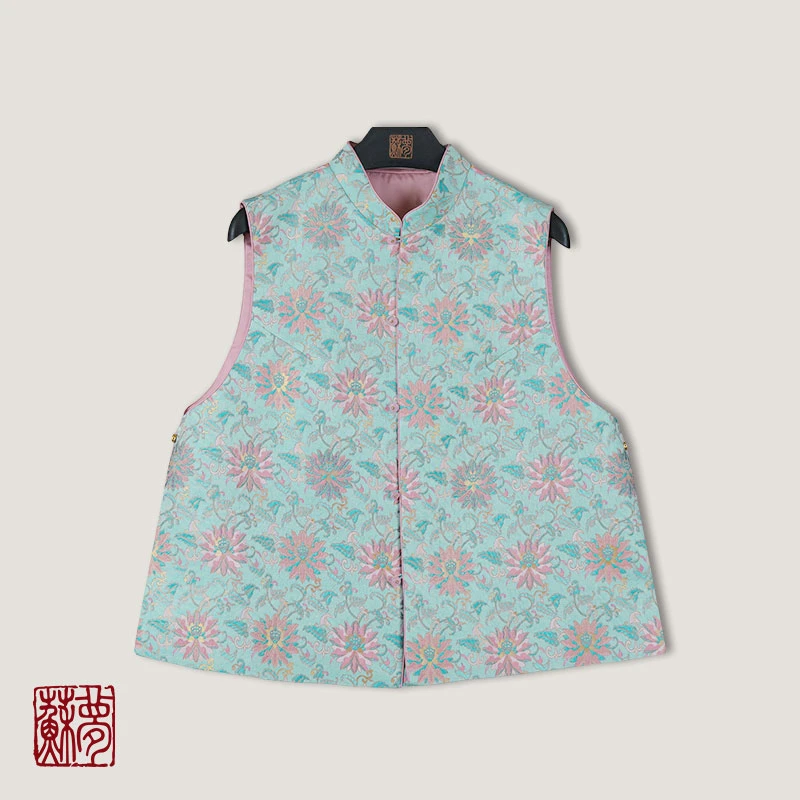 蘇夢香云纱宋锦兰花立领对襟马甲中式百搭0104501