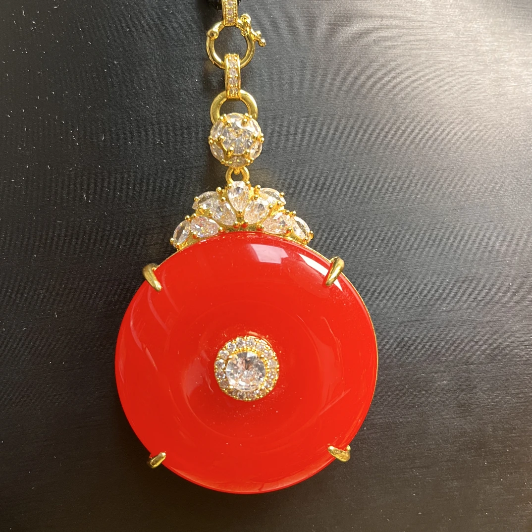 精选天然中国锦红玉石平安扣（卡50）