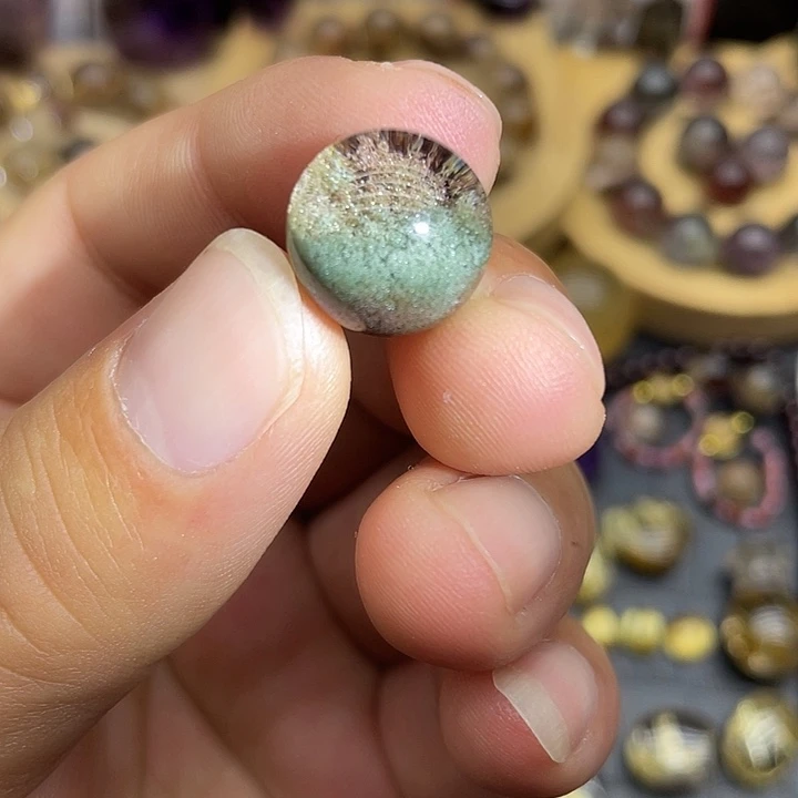 绿水晶吊坠(不含链)未镶嵌绿幽灵聚宝盆单珠14mm