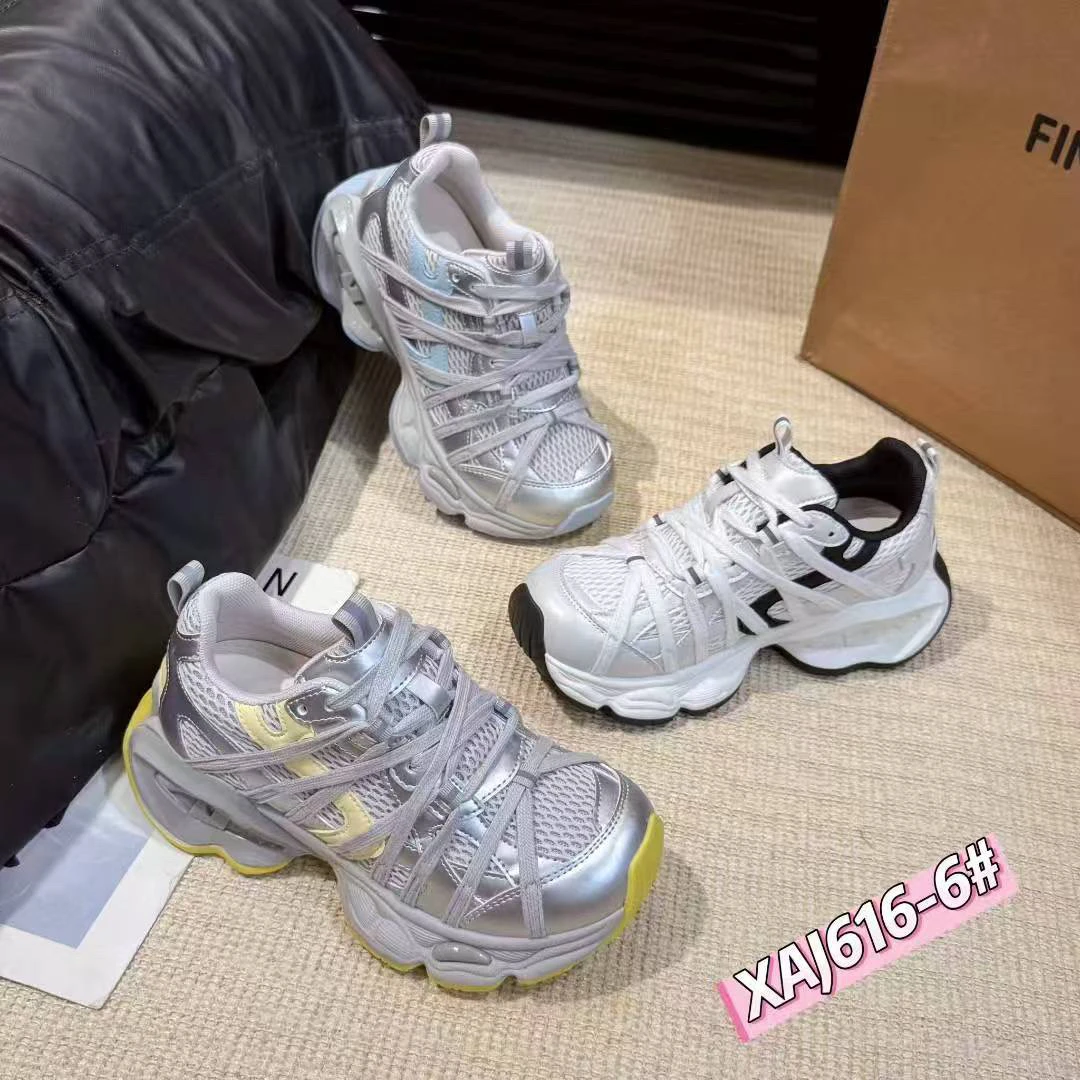 【616-6】新疆跃哥轻奢女鞋2025新品透气老爹鞋百搭运动鞋厚底女款
