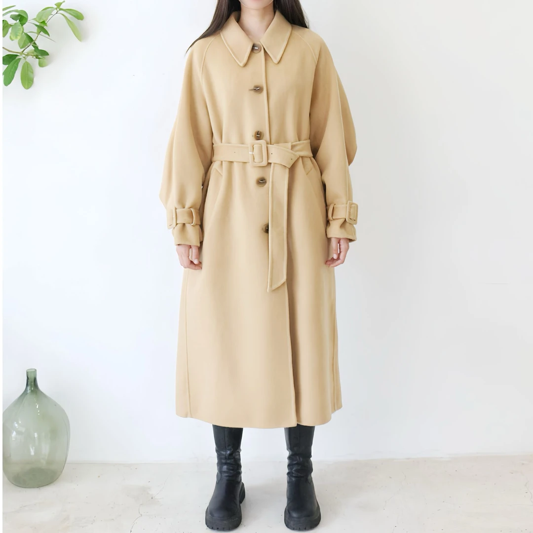 秋冬休闲高级立领拉链长款大衣