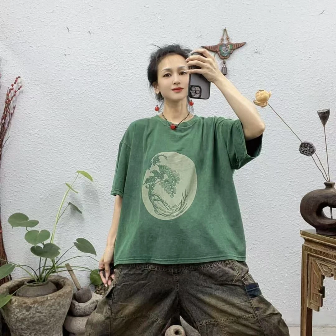 98003印圆圈树炒色大版棉质上衣（长61胸围140