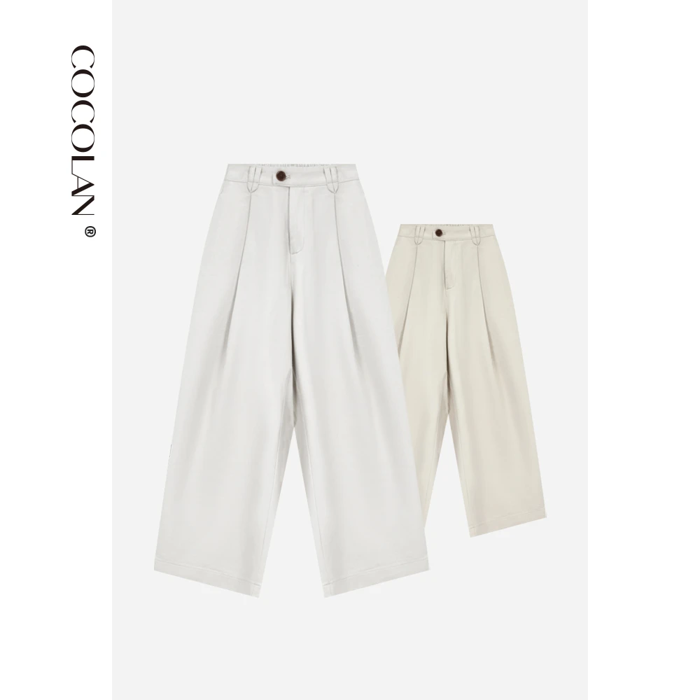 COCOLAN【沙丘】春季新款纯棉直筒裤纯色九分裤休闲裤CL1K1108