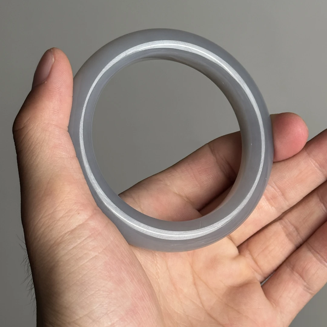 和田玉气质紫烟紫正圈手镯（精选无裂）烟紫和田玉中式配饰