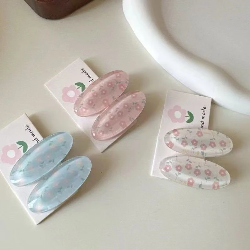 可爱甜美少女系小碎花边夹刘海夹椭圆小花发卡小边夹卡子S