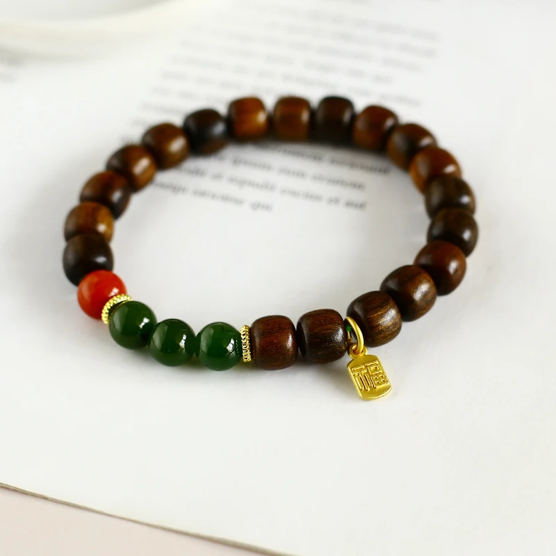 59- 天然和田碧玉石手串木质手链 颜色微差 多样性发一 WM1001902