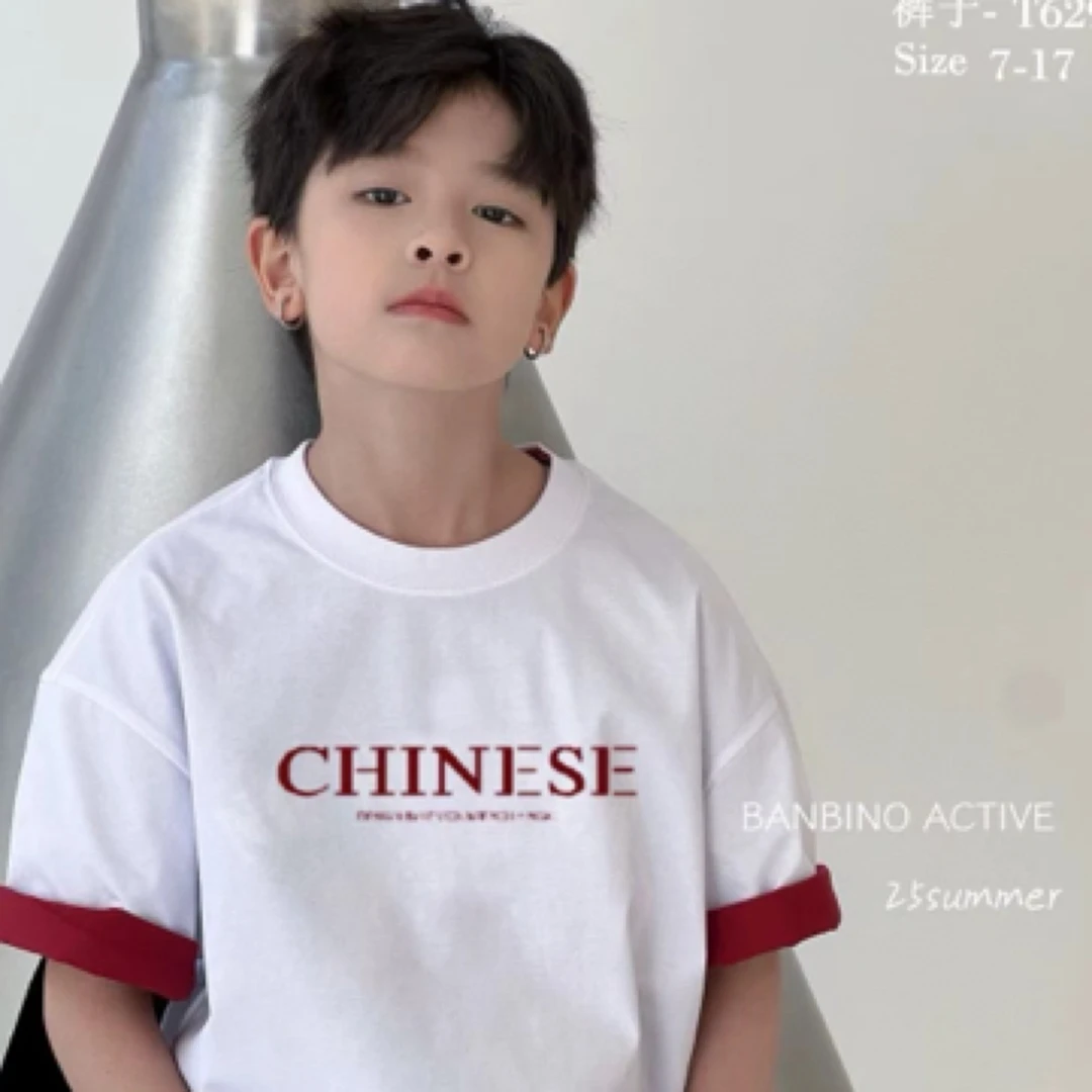 短袖宽松圆领男夏季卡通动漫T恤休闲印花百搭夏款男童