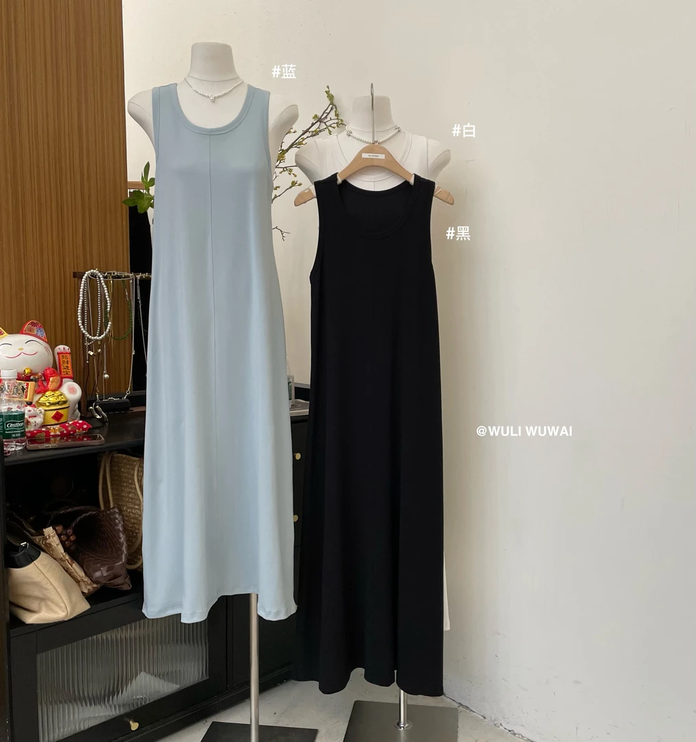 鑫燃KIKI 时尚百搭显瘦无袖连衣裙 83061 WU (F)