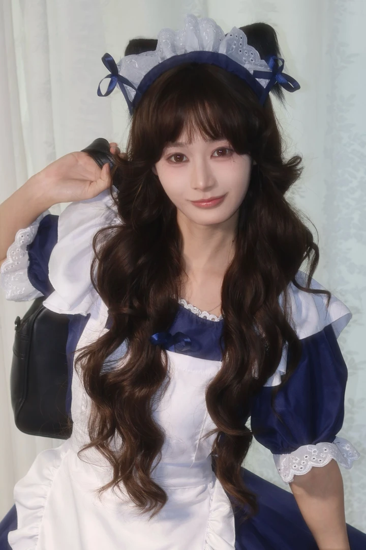 【芝士-慵懒小猫】大头皮仿递针小妈外翻大波浪卷发防风扣全头套