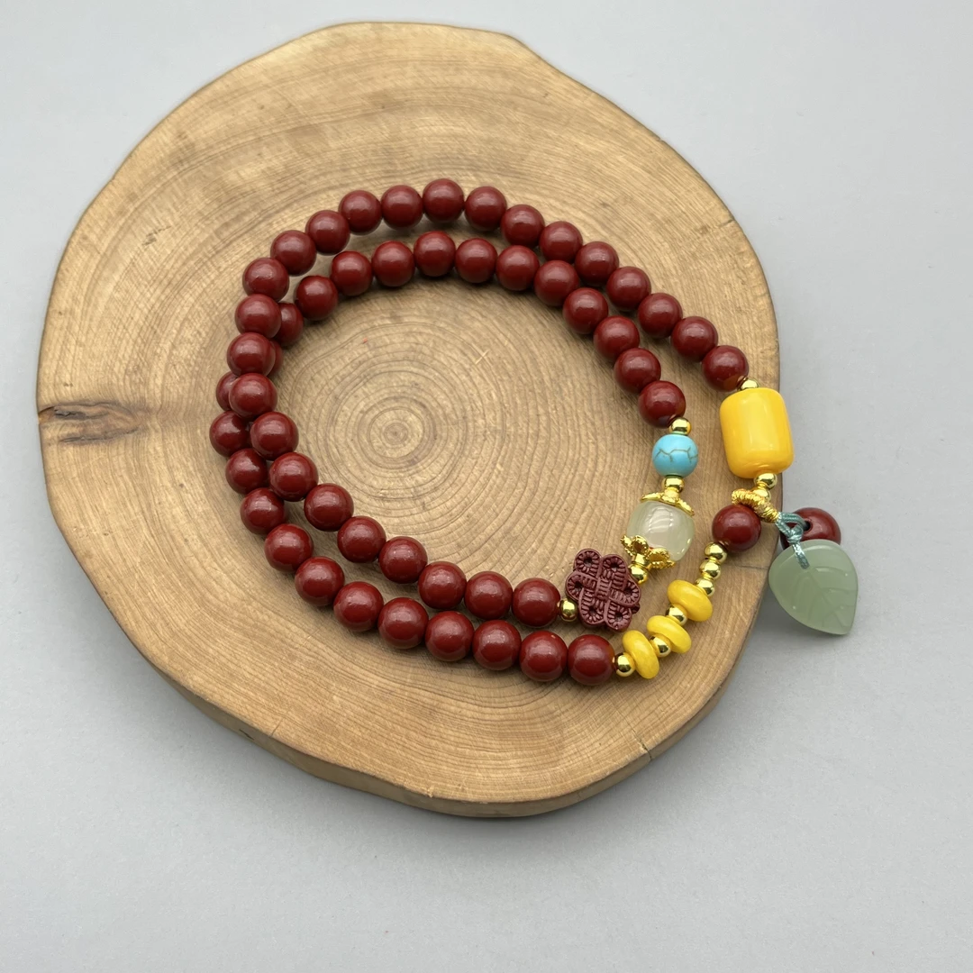 含辰砂工艺品ZB236- 紫色紫金砂雕刻DIY6mm手串