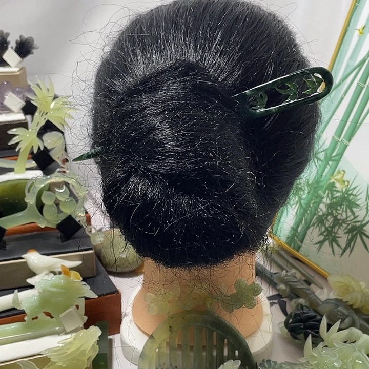 蛇纹石玉合金发饰