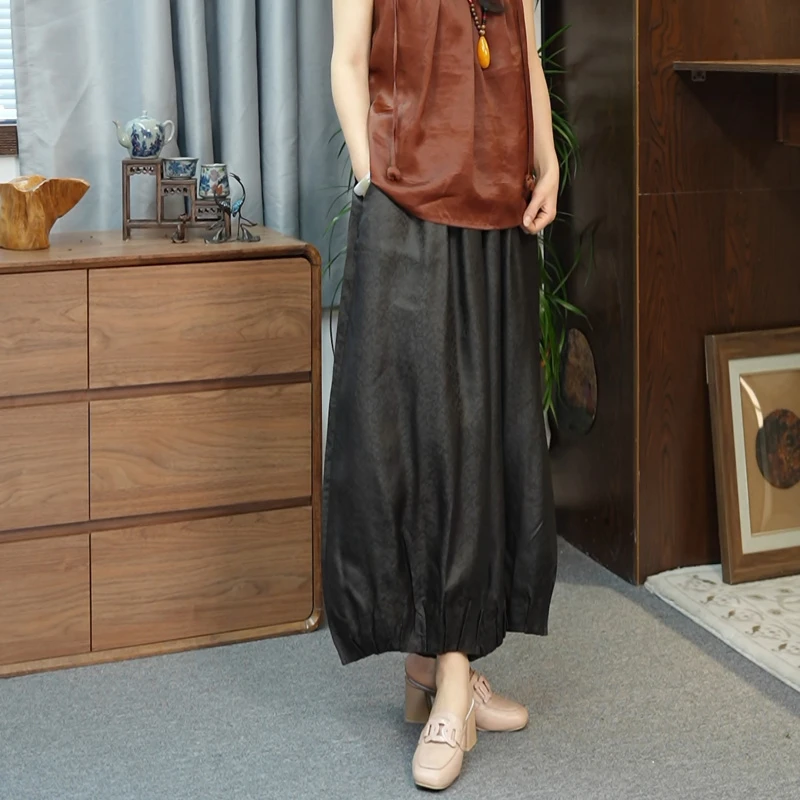 【月月定制】百搭真丝香云纱原创时尚显瘦女装裤子