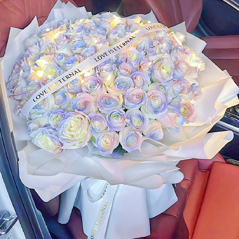 99朵人鱼姬极光玫瑰花束配送生日女友新鲜花速递同城全国广州深圳