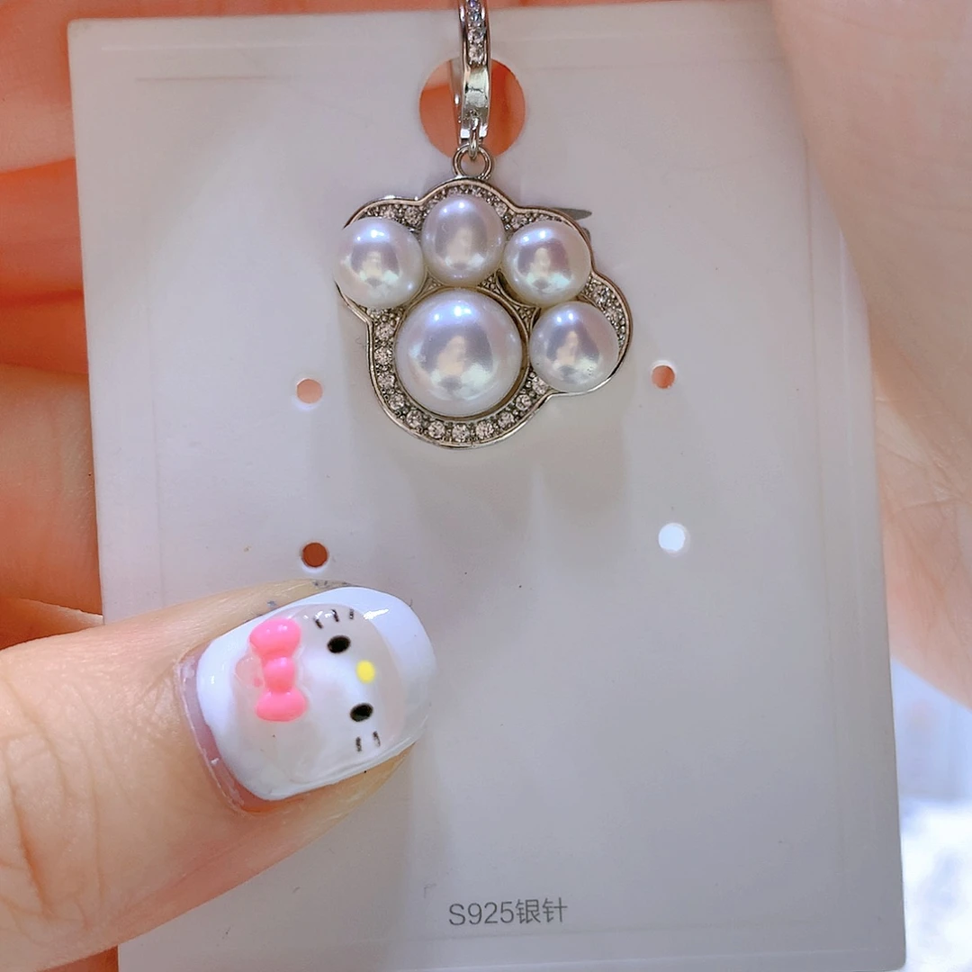 银S925镶嵌耳饰淡水珍珠